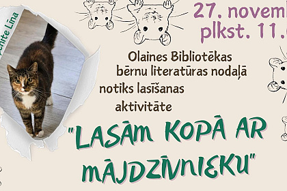 Aktivitāte “Lasām kopā ar mājdzīvnieku - kaķenīti Līnu"