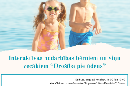 Bezmaksas interaktīvas nodarbības "Drošība pie ūdens" bērniem un viņu vecākiem