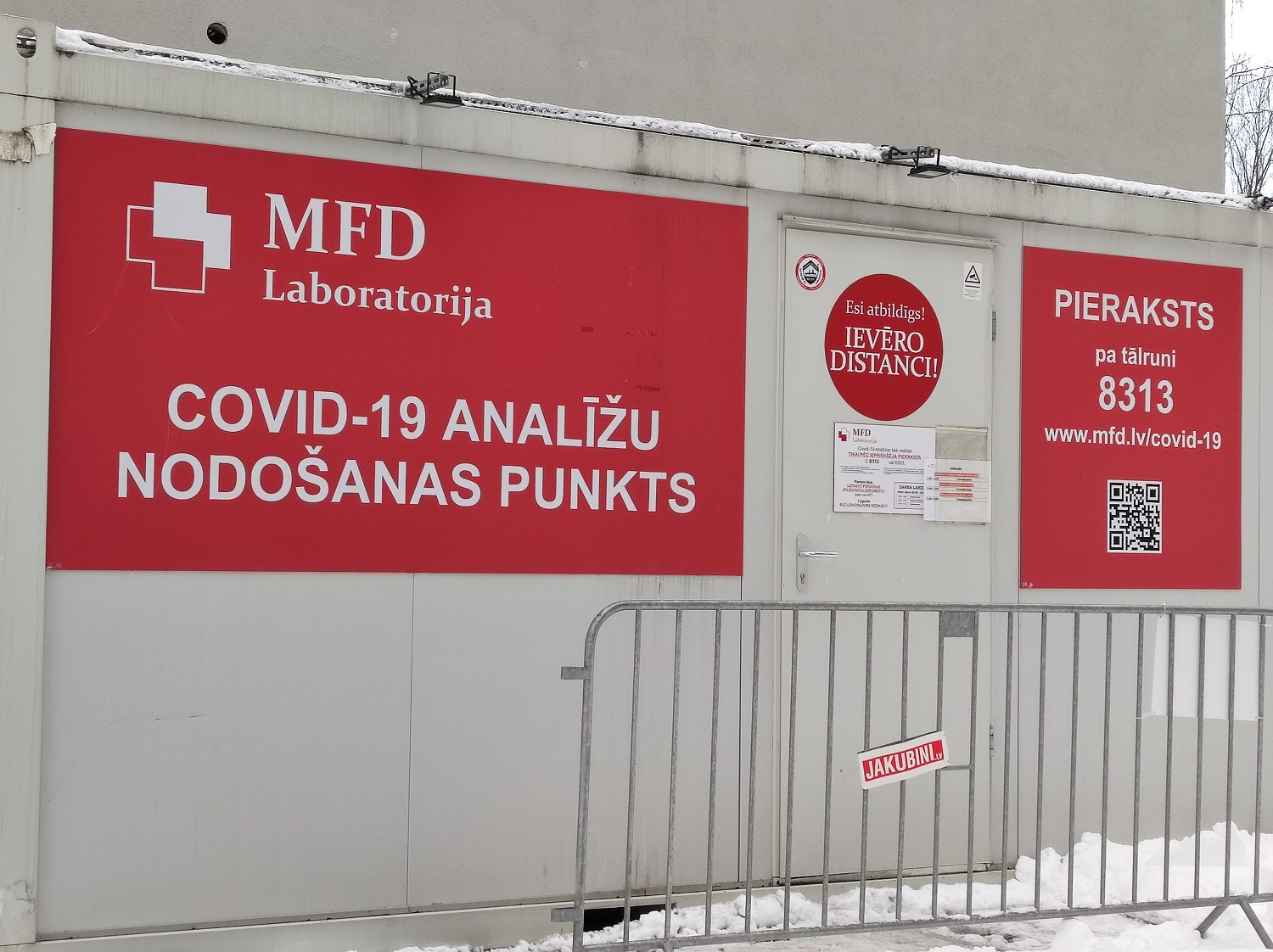 MFD laboratorijas Covid-19 analīžu punkts Zeiferta ielā 6, Olainē. 