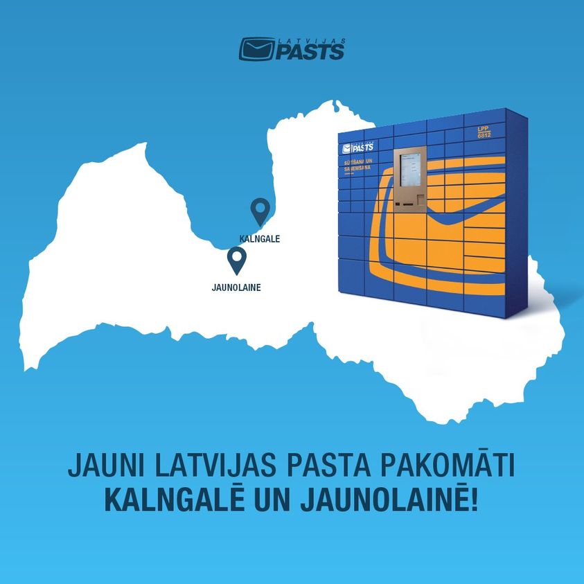 Jauni Latvijas Pasta pakomāti Jaunolainē un Kalngalē 
