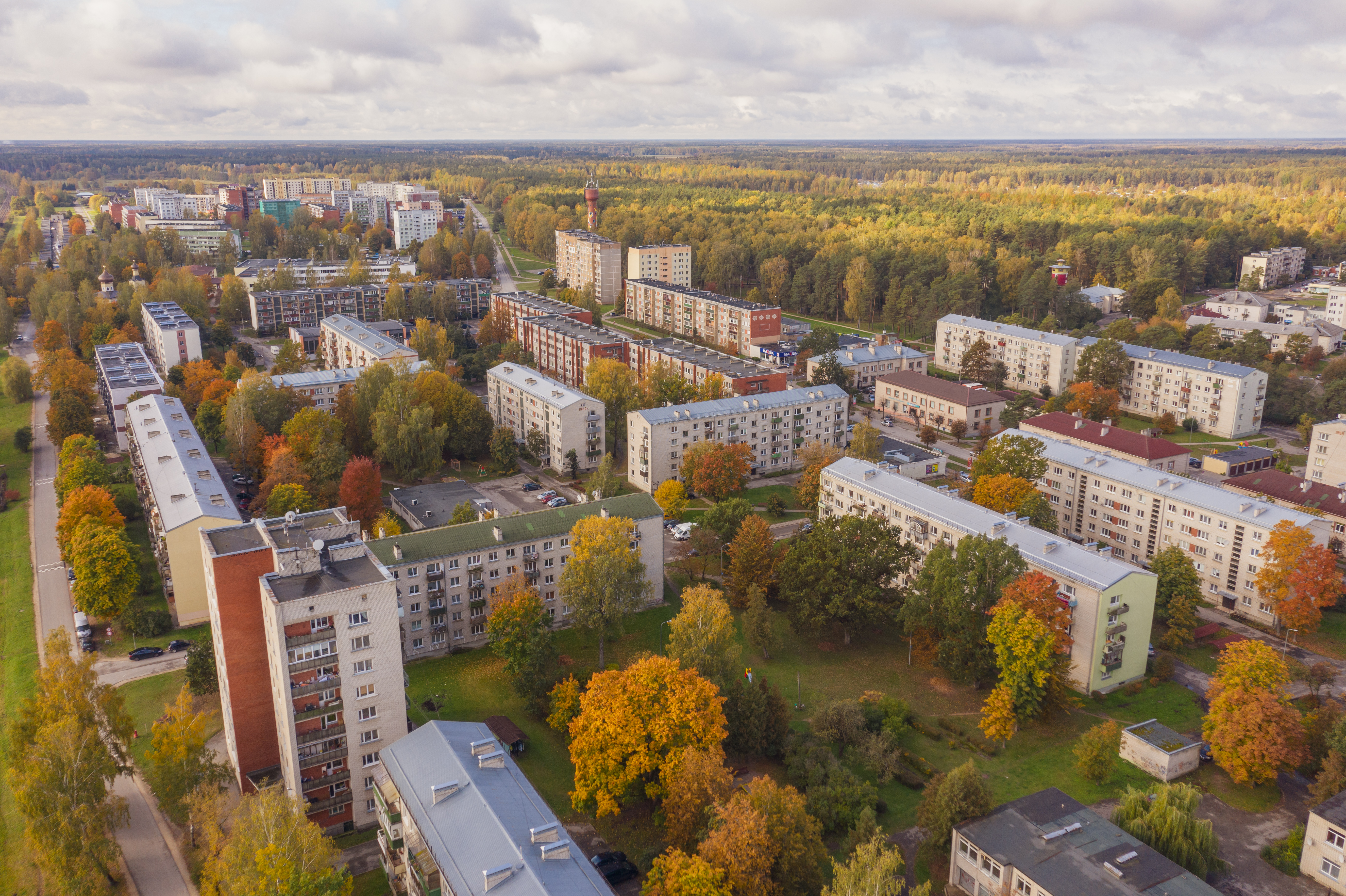 Olaines pilsētas dzīvojamais fonds no putnu lidojuma