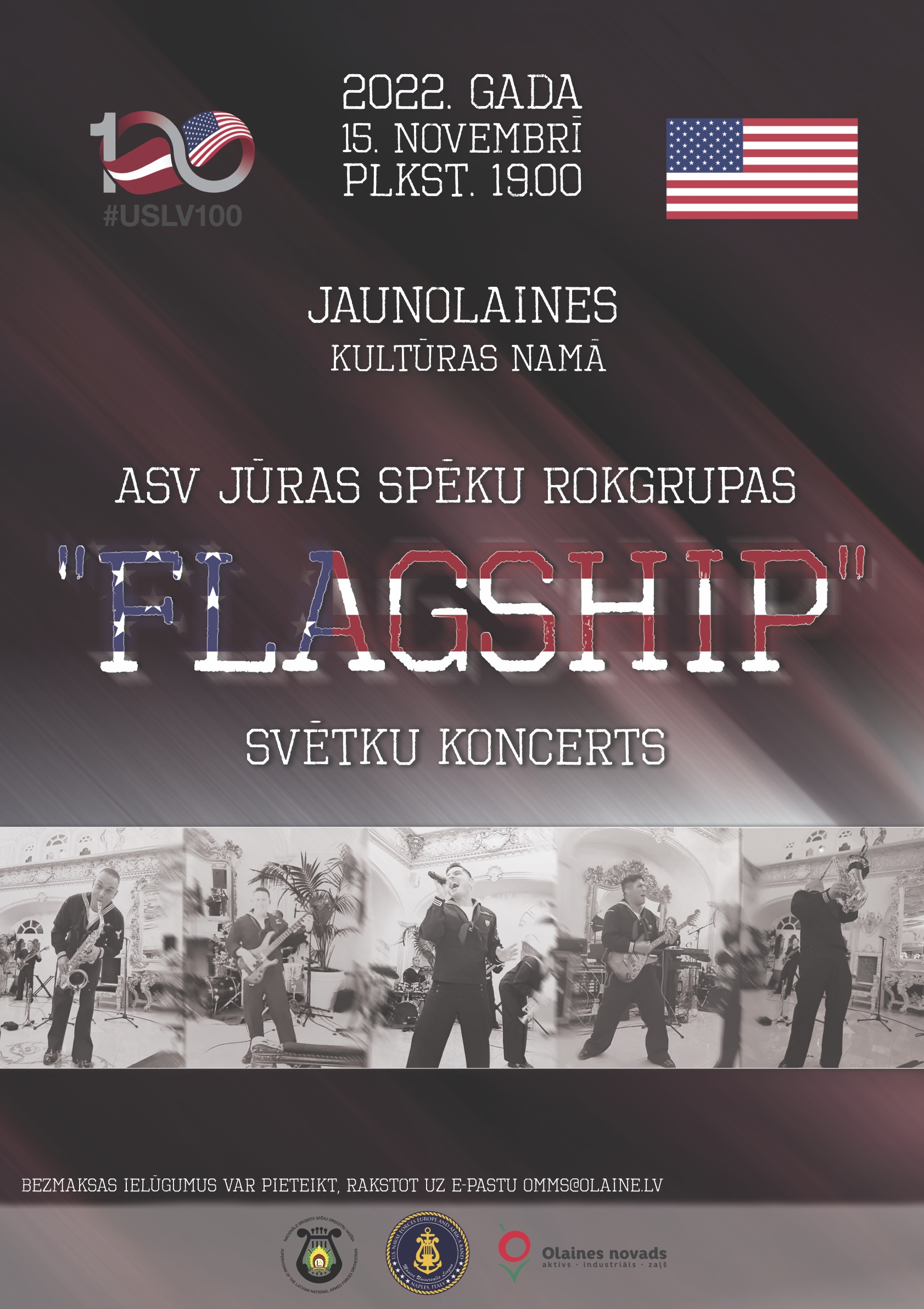 ASV Jūras spēku rokgrupas "Flagship" koncerta Jaunolainē afiša