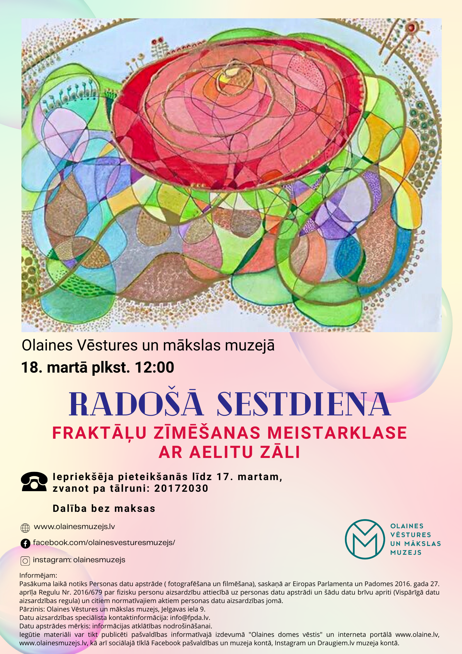 Fraktāļu zīmēšanas meistarklases afiša