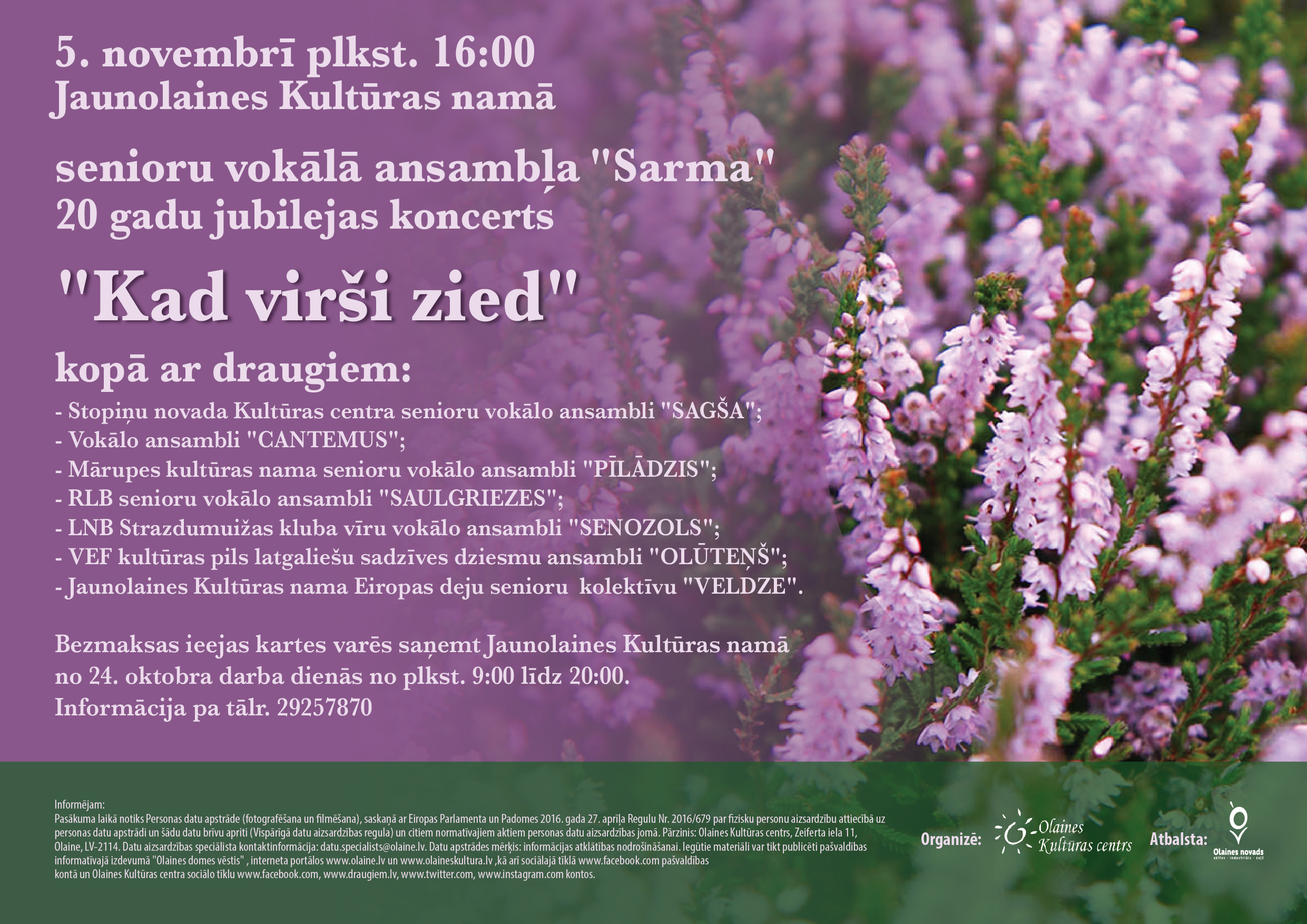 Senioru kolektīva "Sarma" koncerta afiša