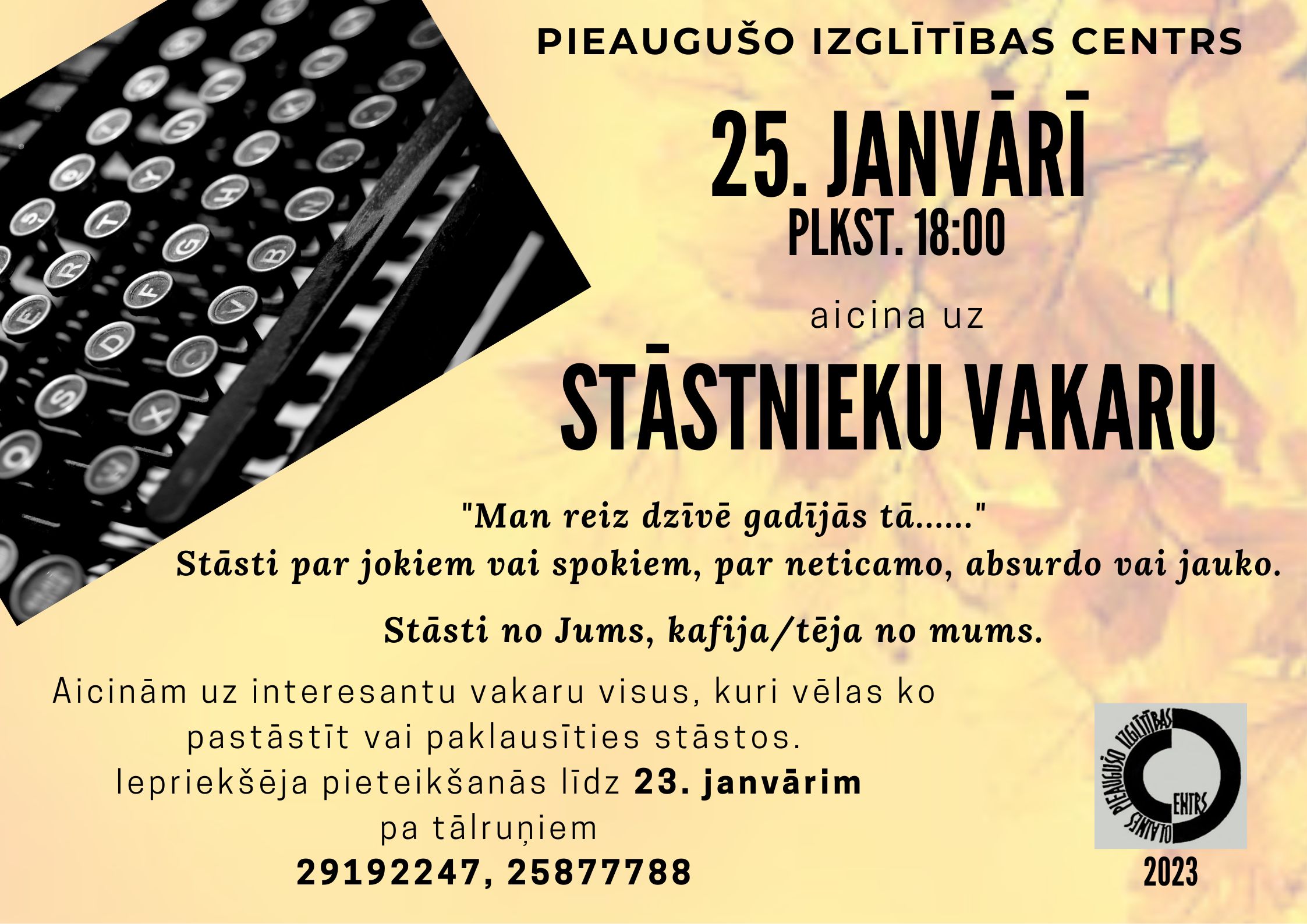 Stāstnieku vakara afiša