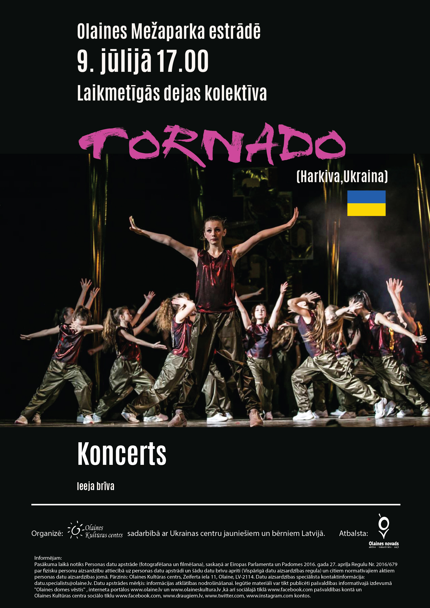 Laikmetīgās dejas kolektīva "Tornado" (Harkiva, Ukraina) koncerta afiša