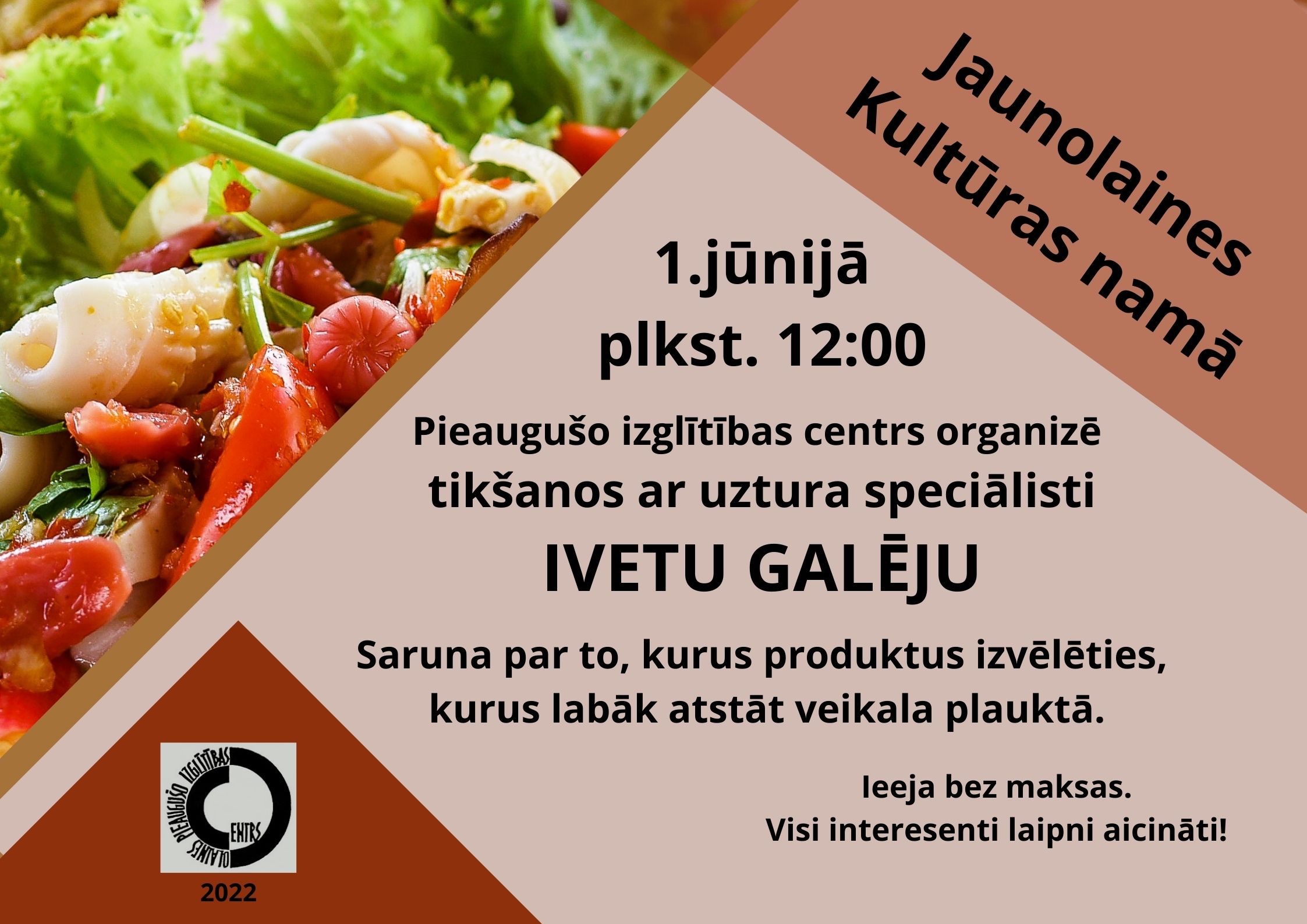 Plakāts par tikšanos ar uztura speciālisti