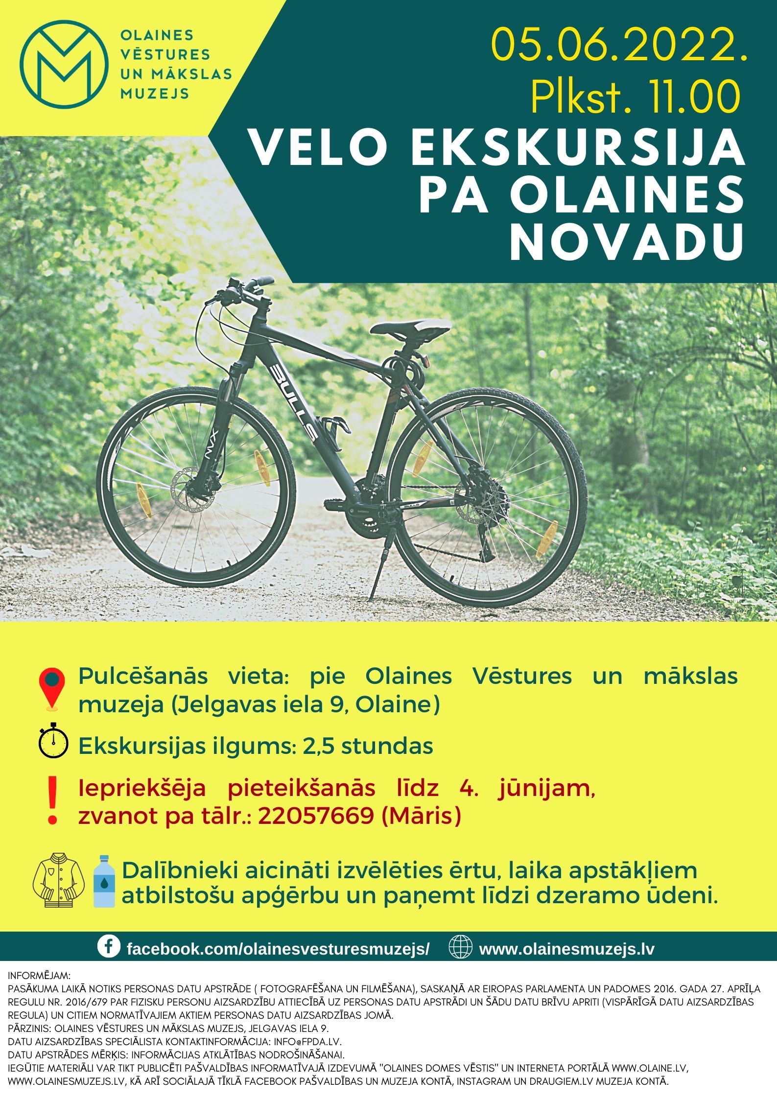 Plakāts par velo ekskursiju