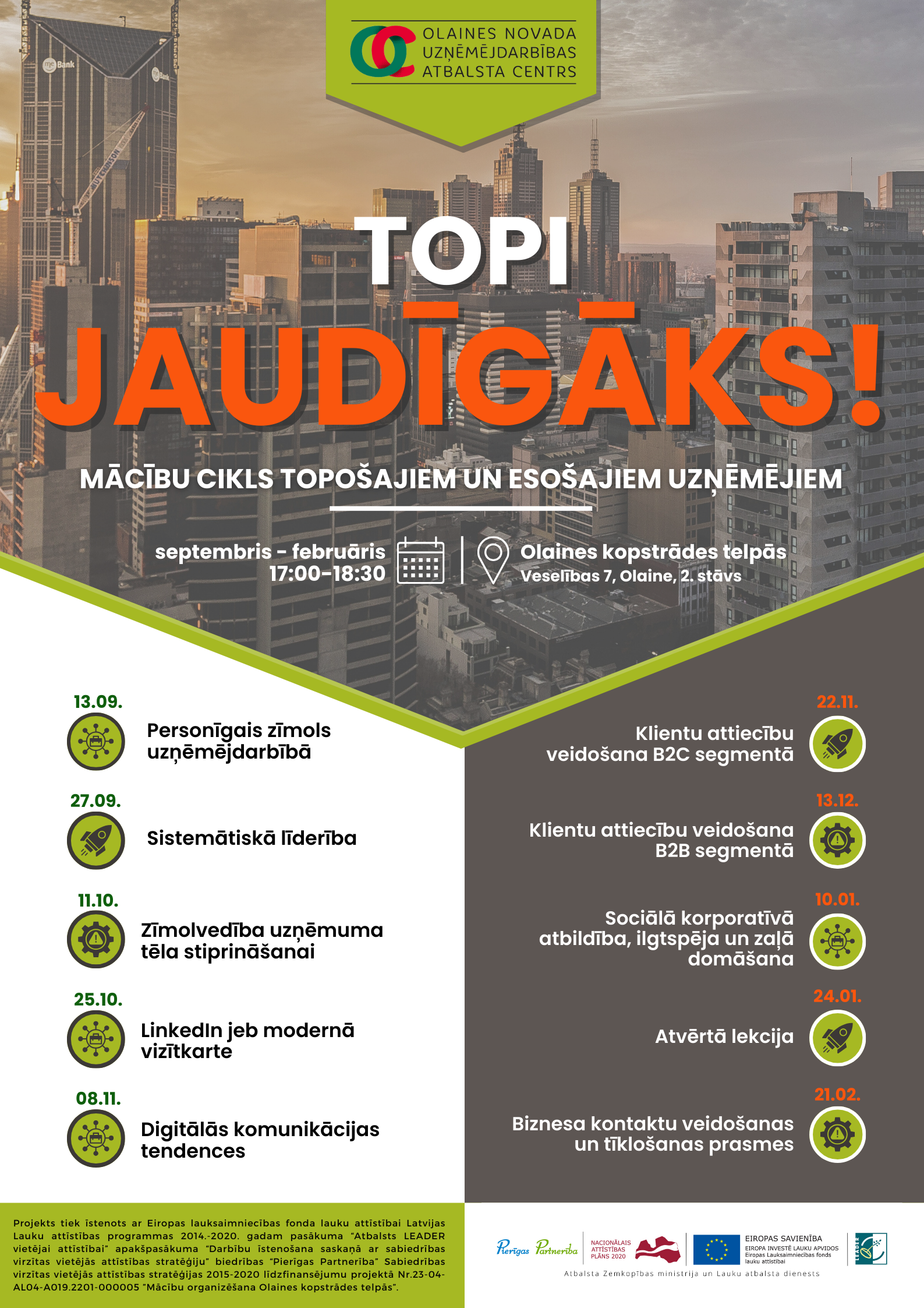Septenbrī tiks uzsākts apmācību projekts "Topi jaudīgāks"