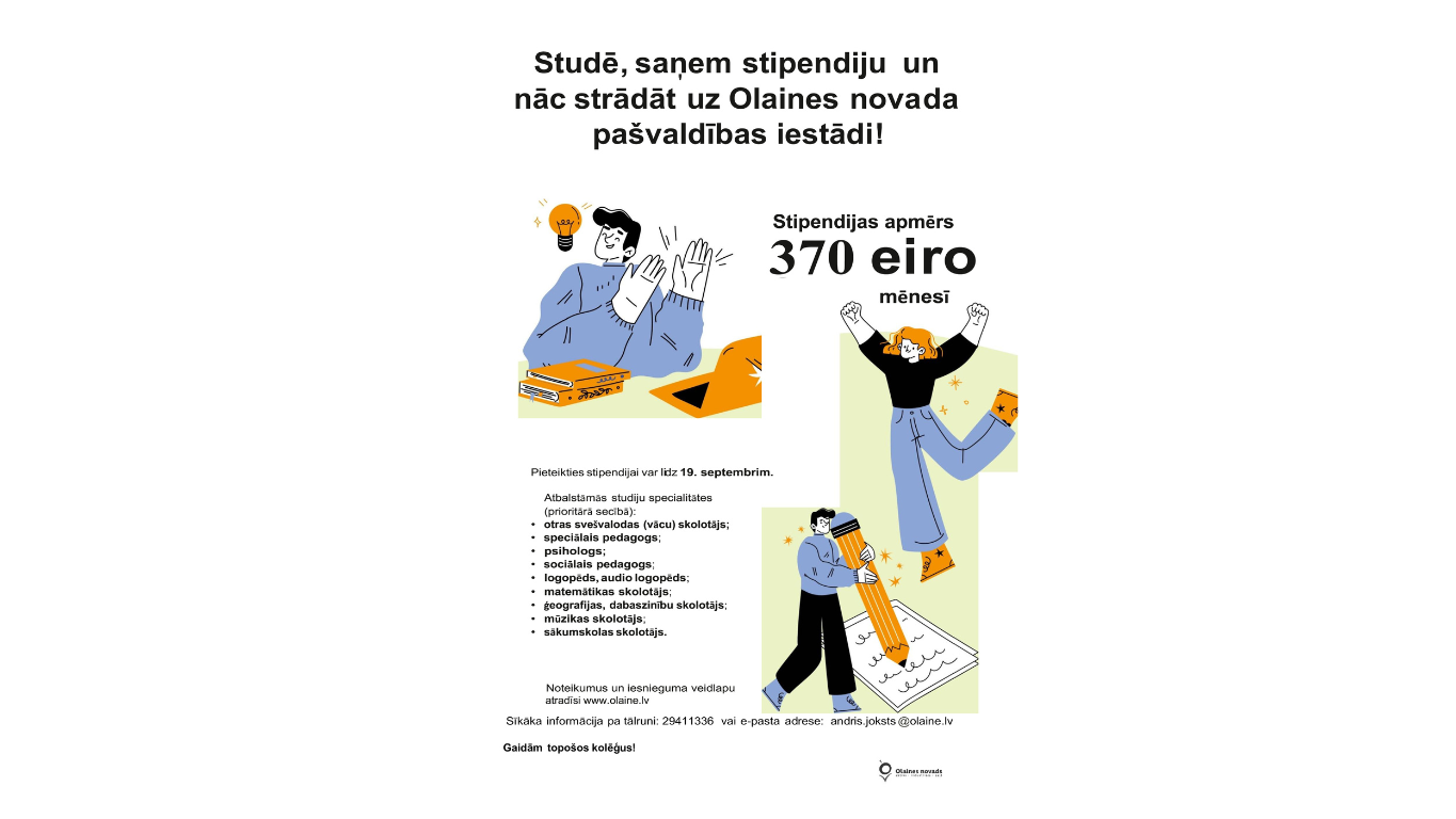 Līdz 19.septembrim iespēja pieteikties pašvaldības stipendijām