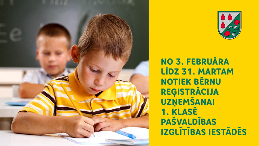 Līdz 31. martam reģistrācija bērnu uzņemšanai 1. klasē notiek elektroniski 