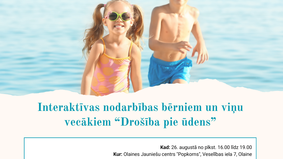 Bezmaksas interaktīvas nodarbības "Drošība pie ūdens" bērniem un viņu vecākiem