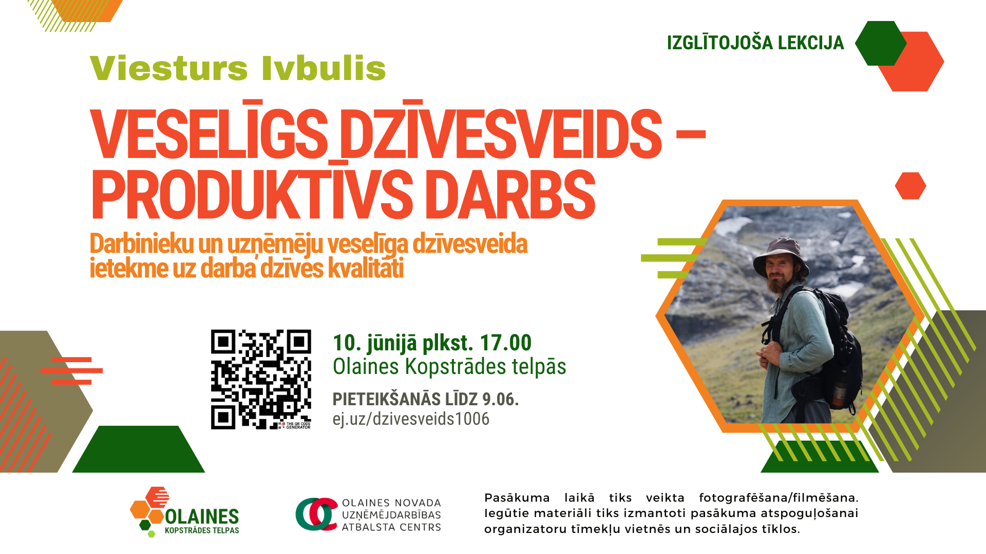 Izglītojoša lekcija "Darbinieku un uzņēmēju veselīga dzīvesveida ietekme uz darba dzīves kvalitāti"