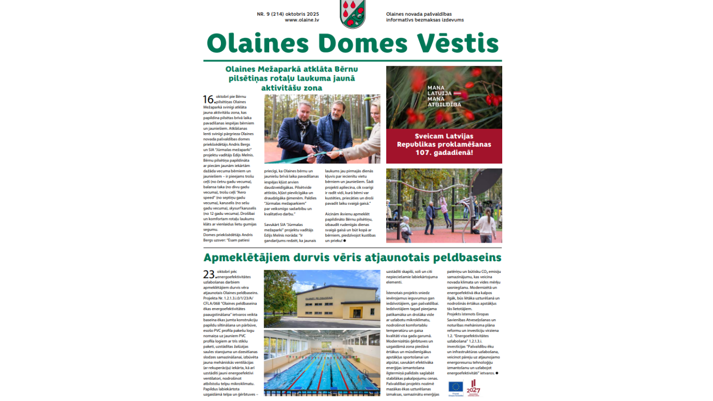 “Olaines Domes Vēstis” – oktobra izdevums ir klāt!