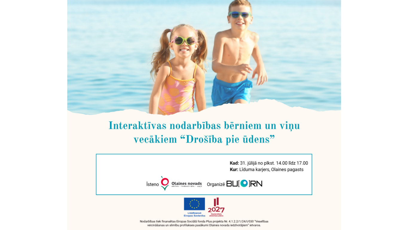 Aicinām uz interaktīvu nodarbību “Drošība pie ūdens” – 31. jūlijā Olainē