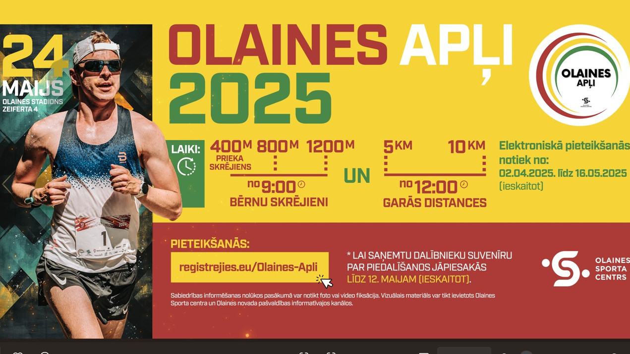 Ir atvērta reģistrācija skrējienam "Olaines Apļi"
